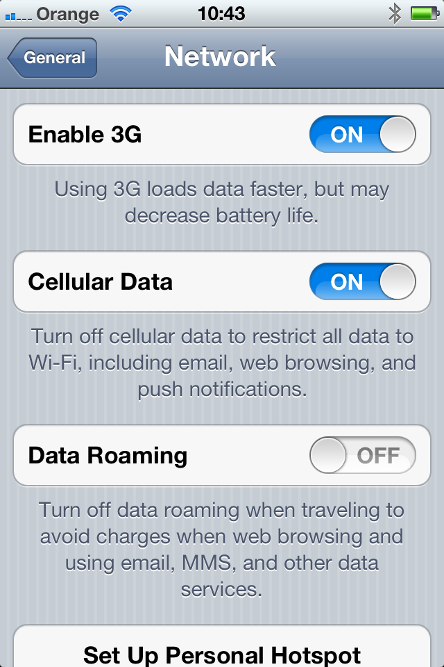 iPhone Network Settings